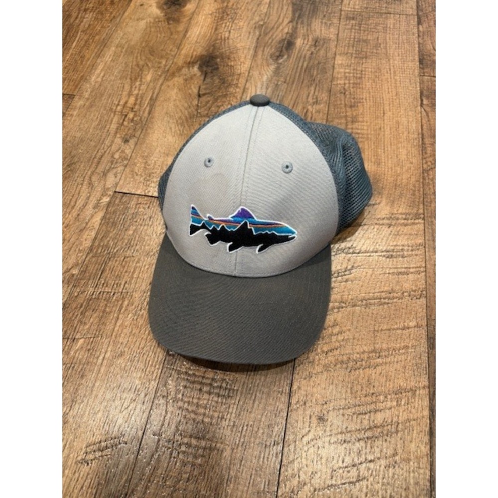 Patagonia Gray Trout Trucker Hat Cap Adjustable Outdoor Fishing